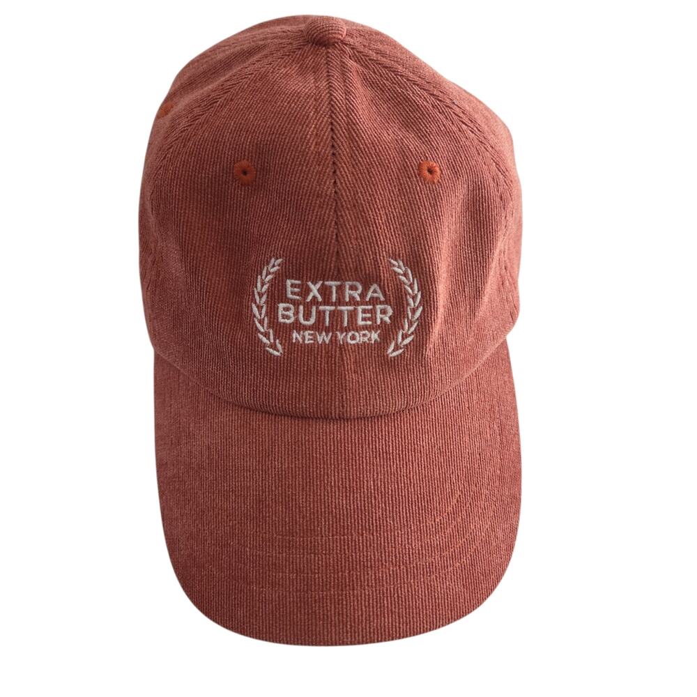 Extra Butter Corduroy Embroidered Logo Melon Orange Adjustable Baseball Hat